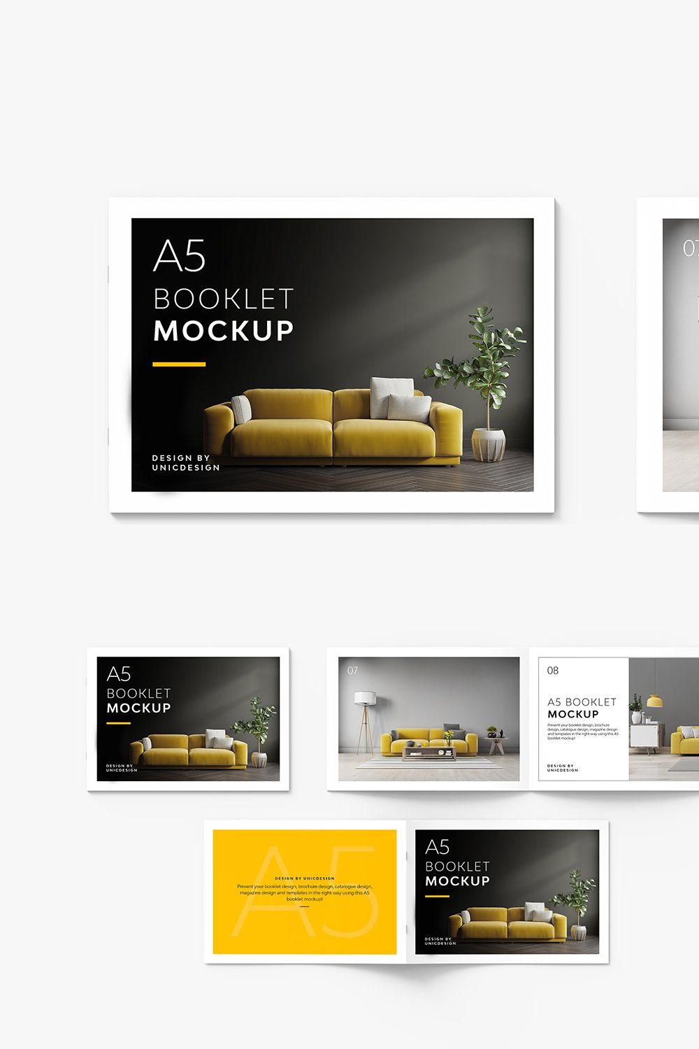 A5 Booklet Mockup pinterest preview image.