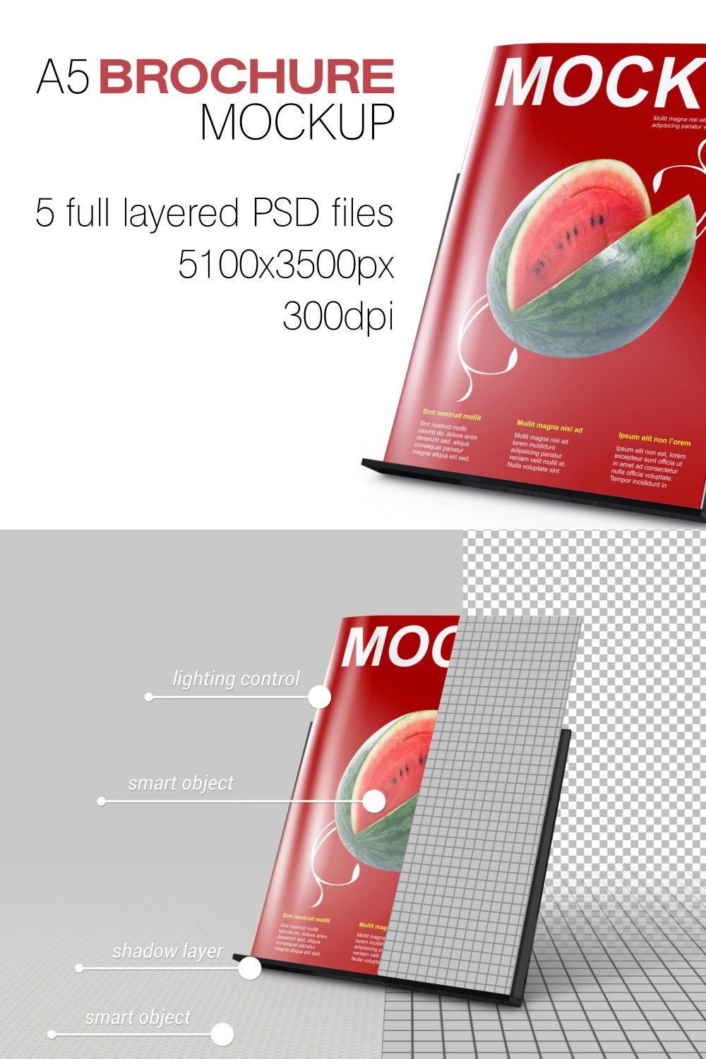 A5 Brochure Mockup pinterest preview image.