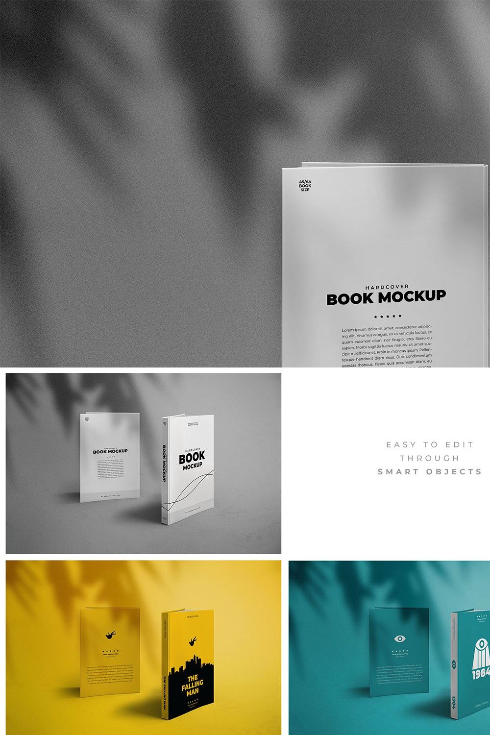 A5 Hardcover Book Mockups pinterest preview image.
