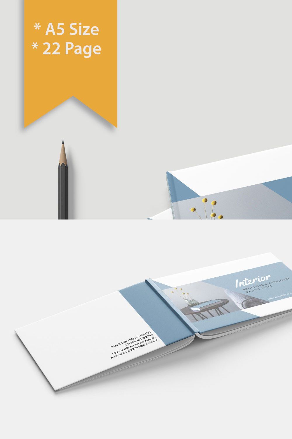 A5 INTEERIOR - Brochure Template pinterest preview image.