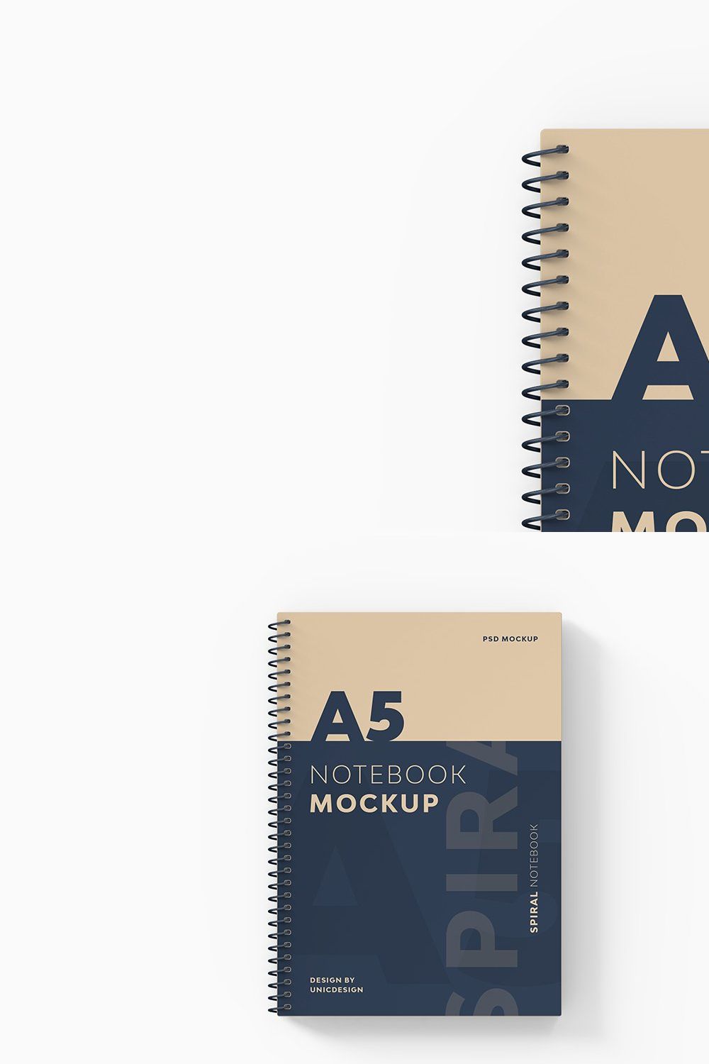 A5 Spiral Notebook Mockup pinterest preview image.