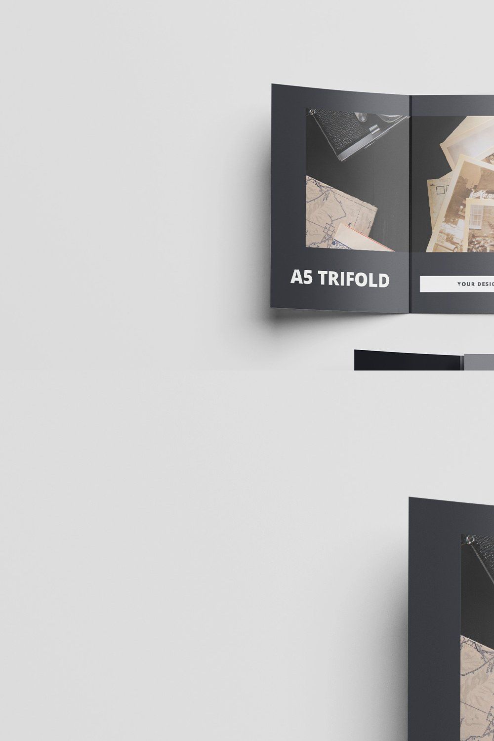 A5 Trifold Brochure Mockup pinterest preview image.
