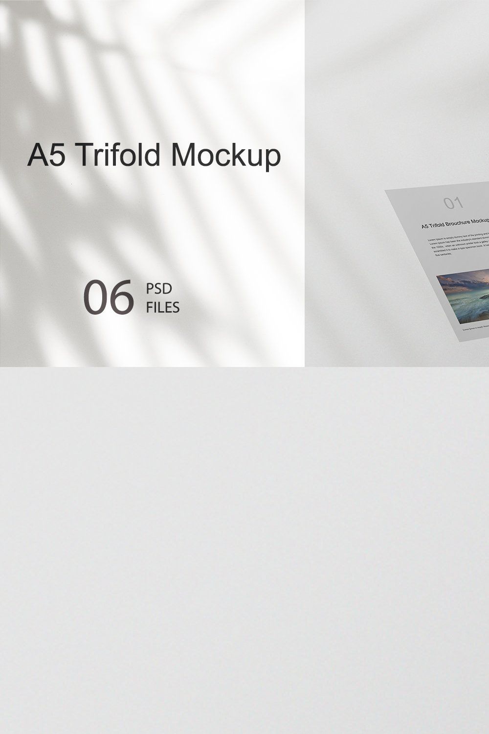 A5 Trifold Mockup pinterest preview image.