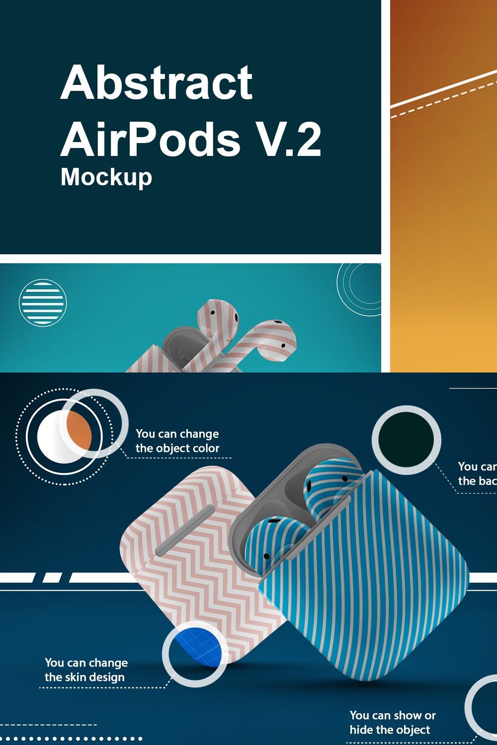 Abstract AirPods Mockup V.2 pinterest preview image.