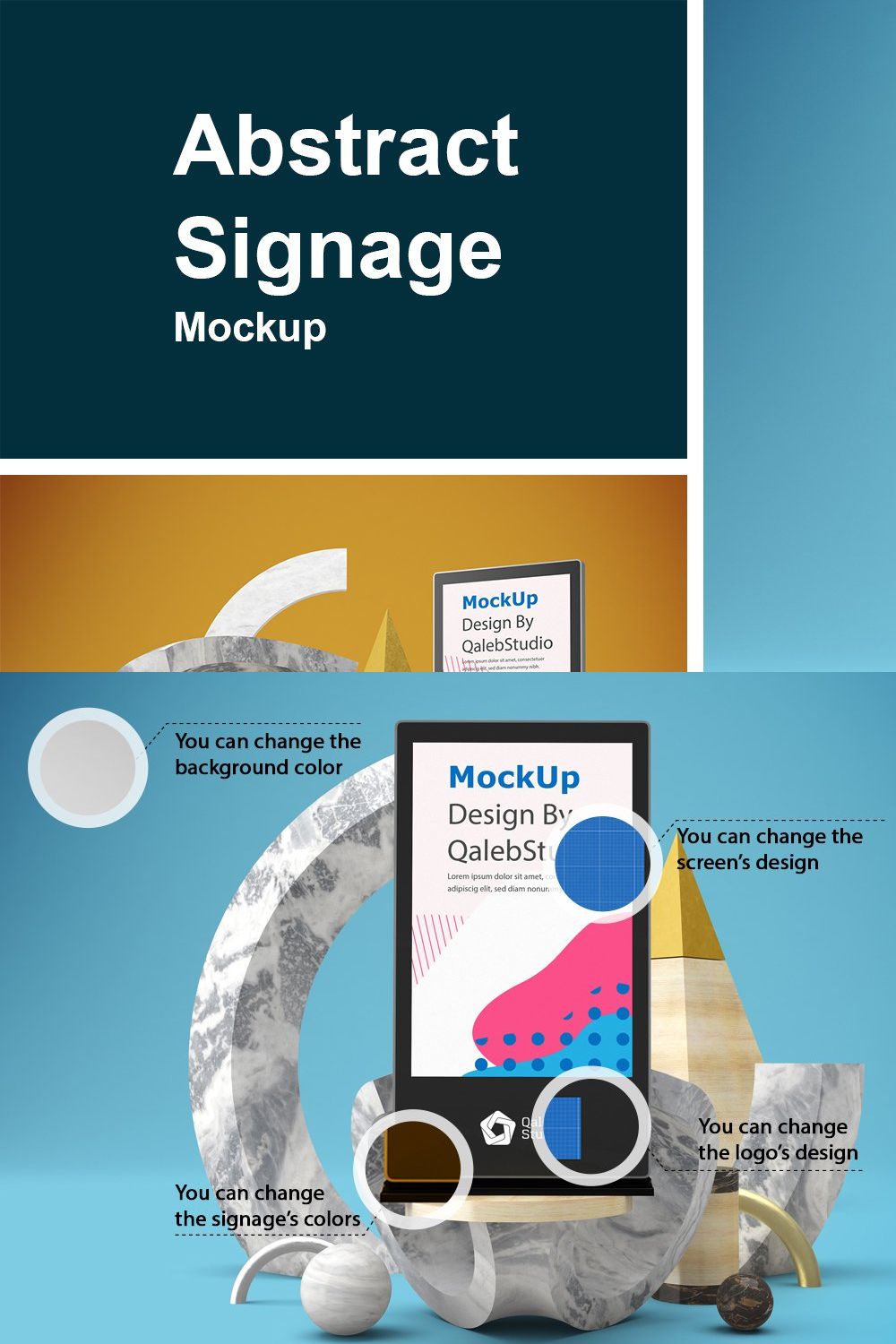 Abstract Digital Signage Mockup pinterest preview image.