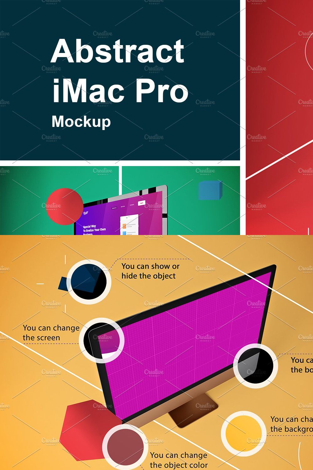 Abstract iMac Pro MockUp pinterest preview image.