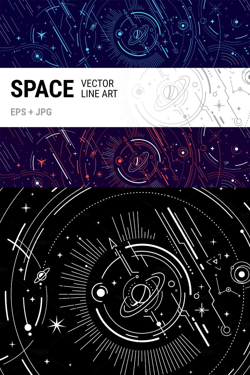 Abstract Space | Line Art Set pinterest preview image.