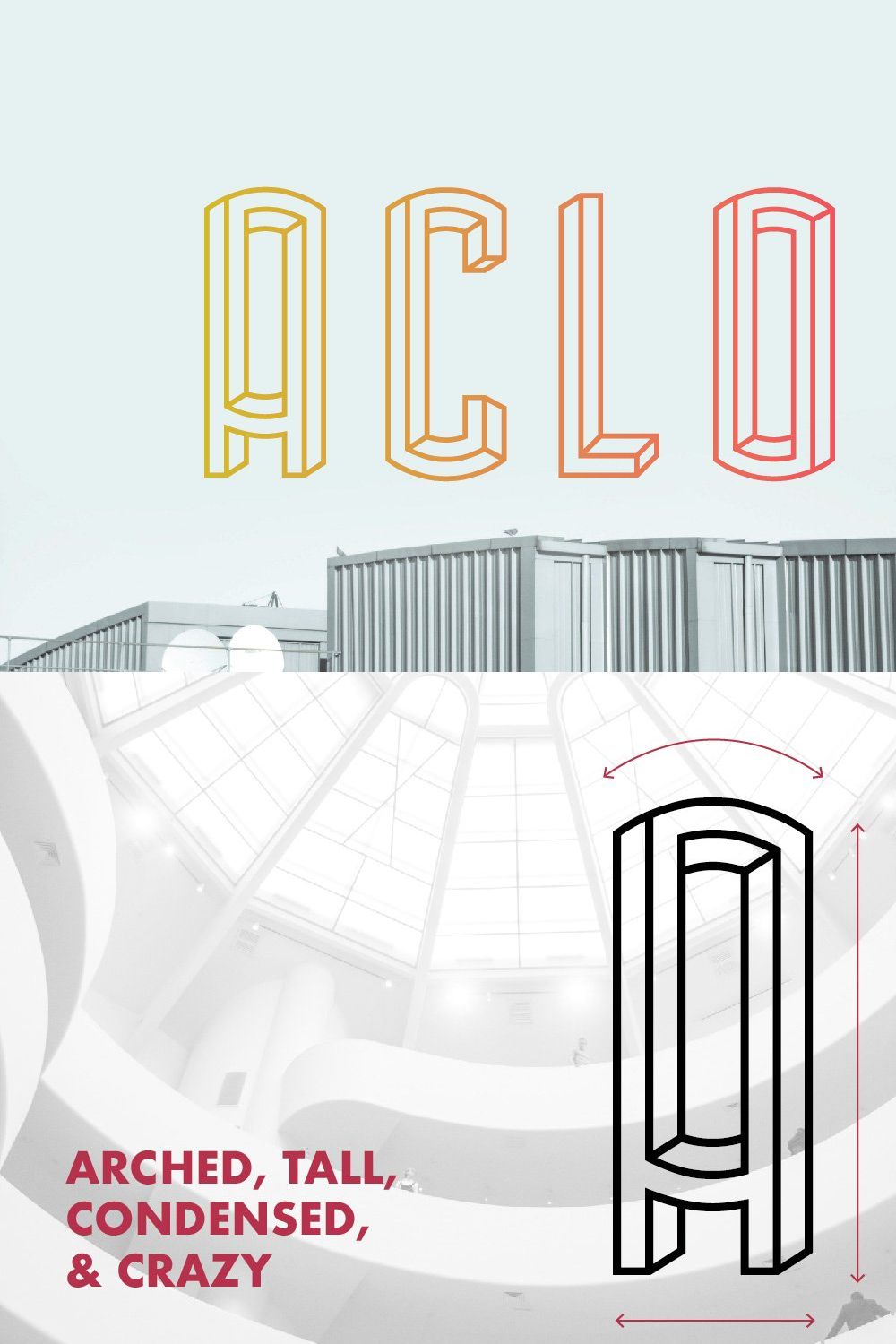 Aclo font pinterest preview image.