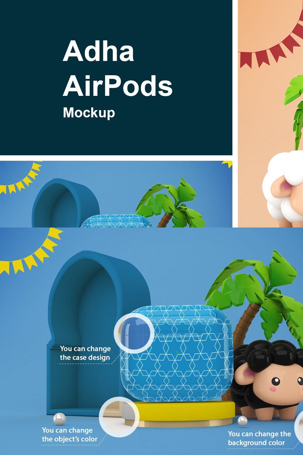 Adha AirPods Mockup pinterest preview image.
