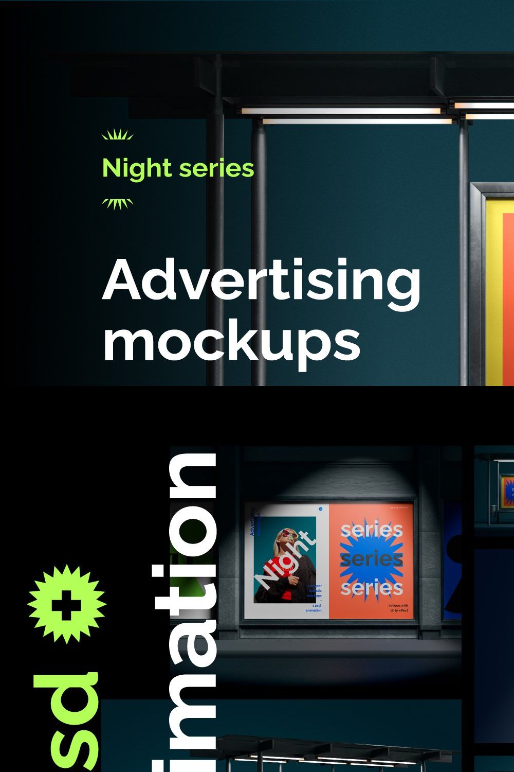 Advertising mockups - Night series pinterest preview image.