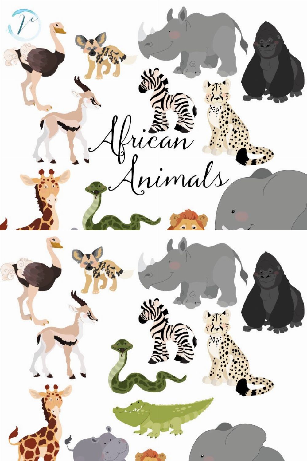 African Animals Vectors & Clipart pinterest preview image.