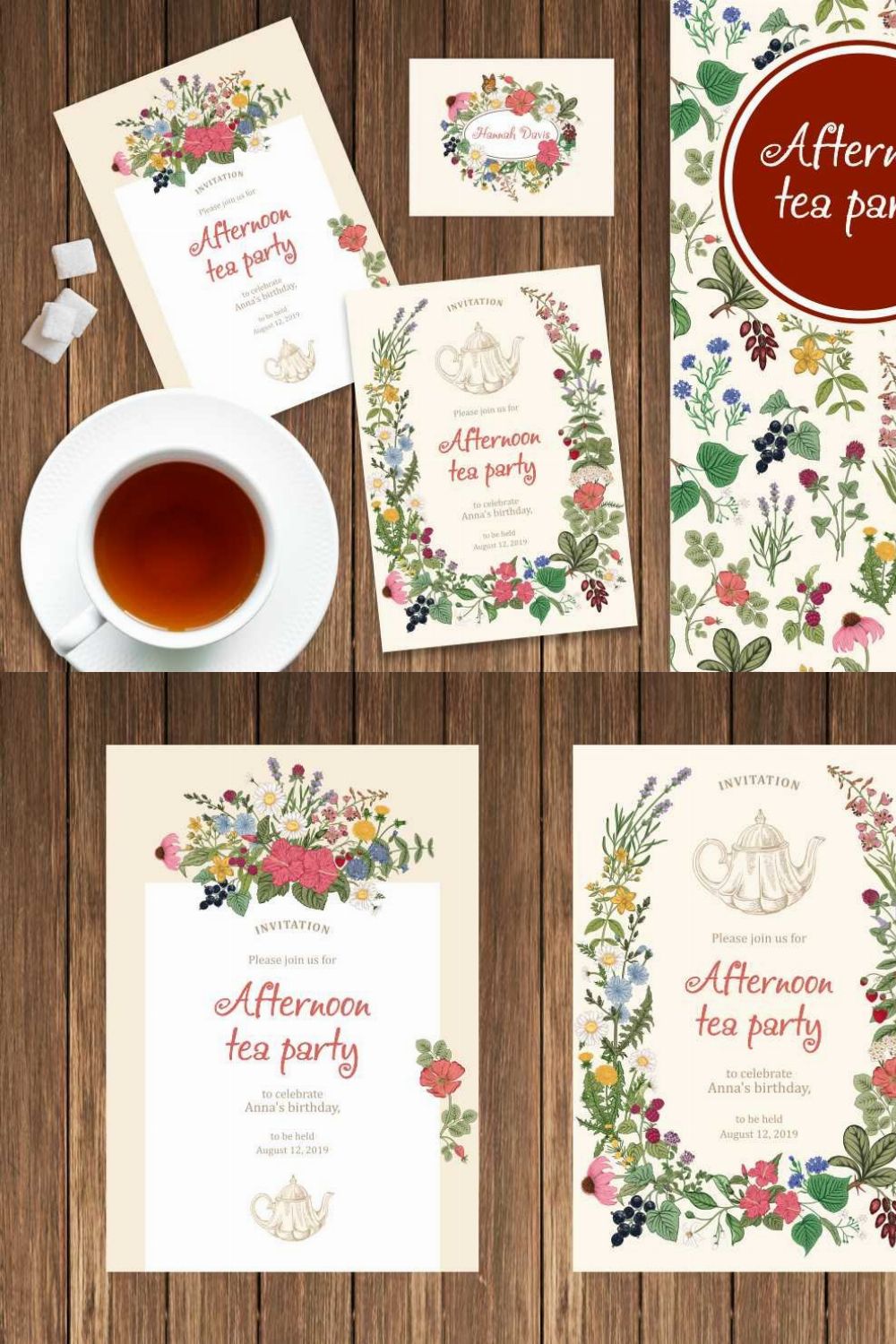 Afternoon tea party pinterest preview image.