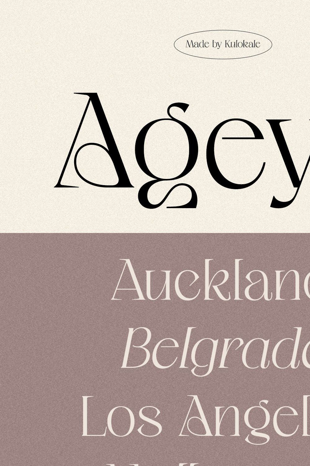 Ageya - Modern Elegant Serif Font pinterest preview image.