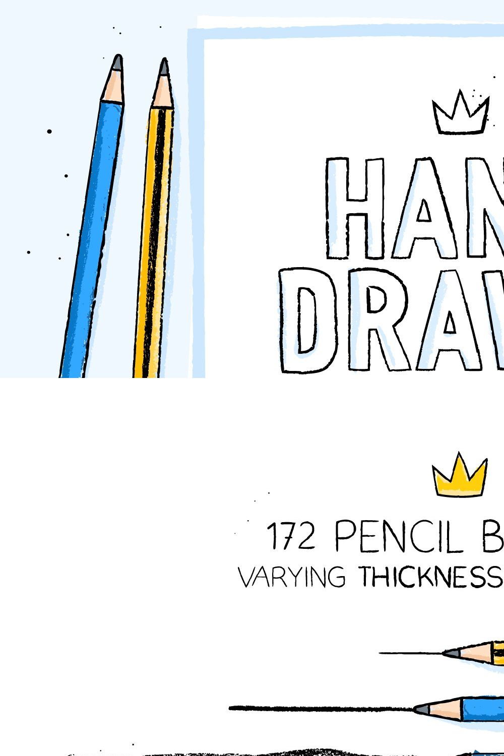 AI hand drawn pencil brushes pinterest preview image.