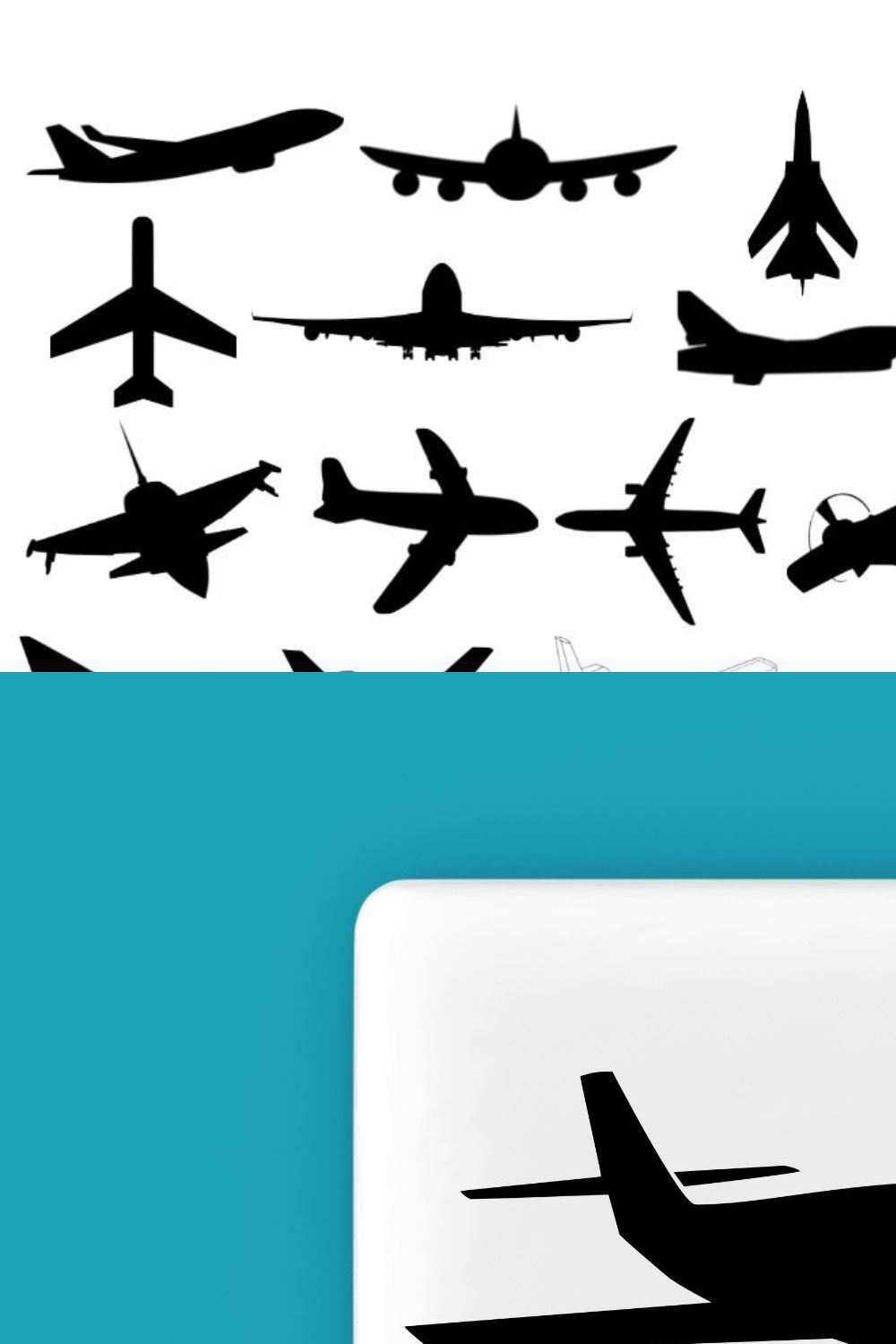 Airplane Silhouette Bundle pinterest preview image.