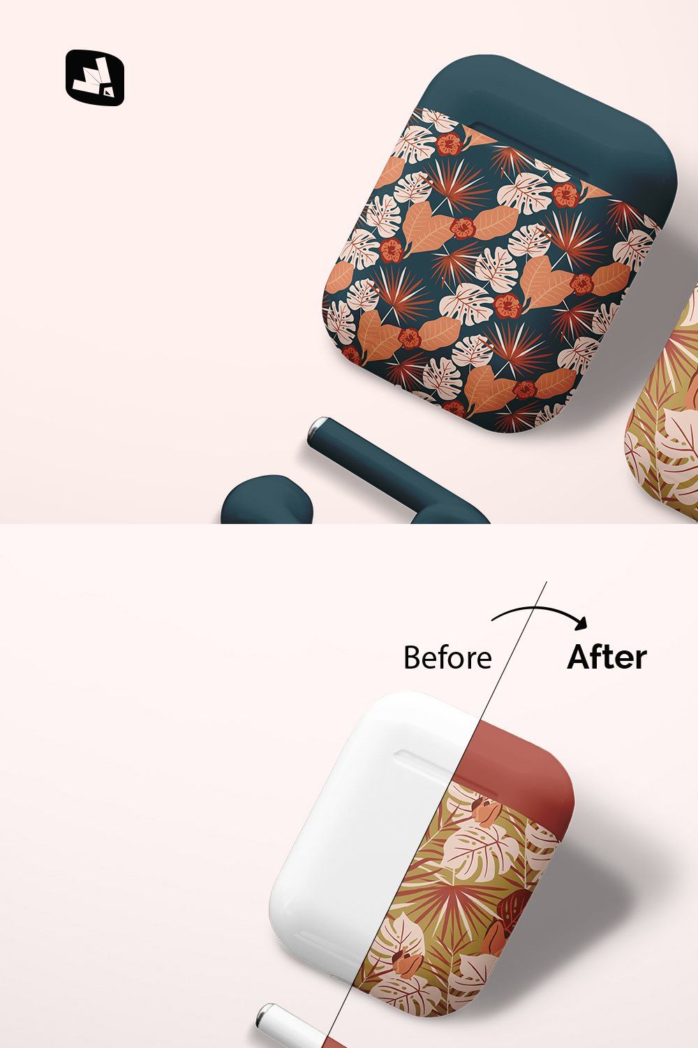 Airpod Case Mockup pinterest preview image.