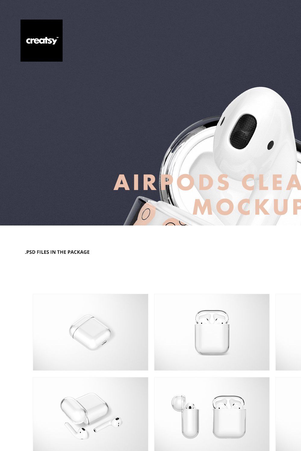 AirPods Clear Case Mockup Set 02 pinterest preview image.