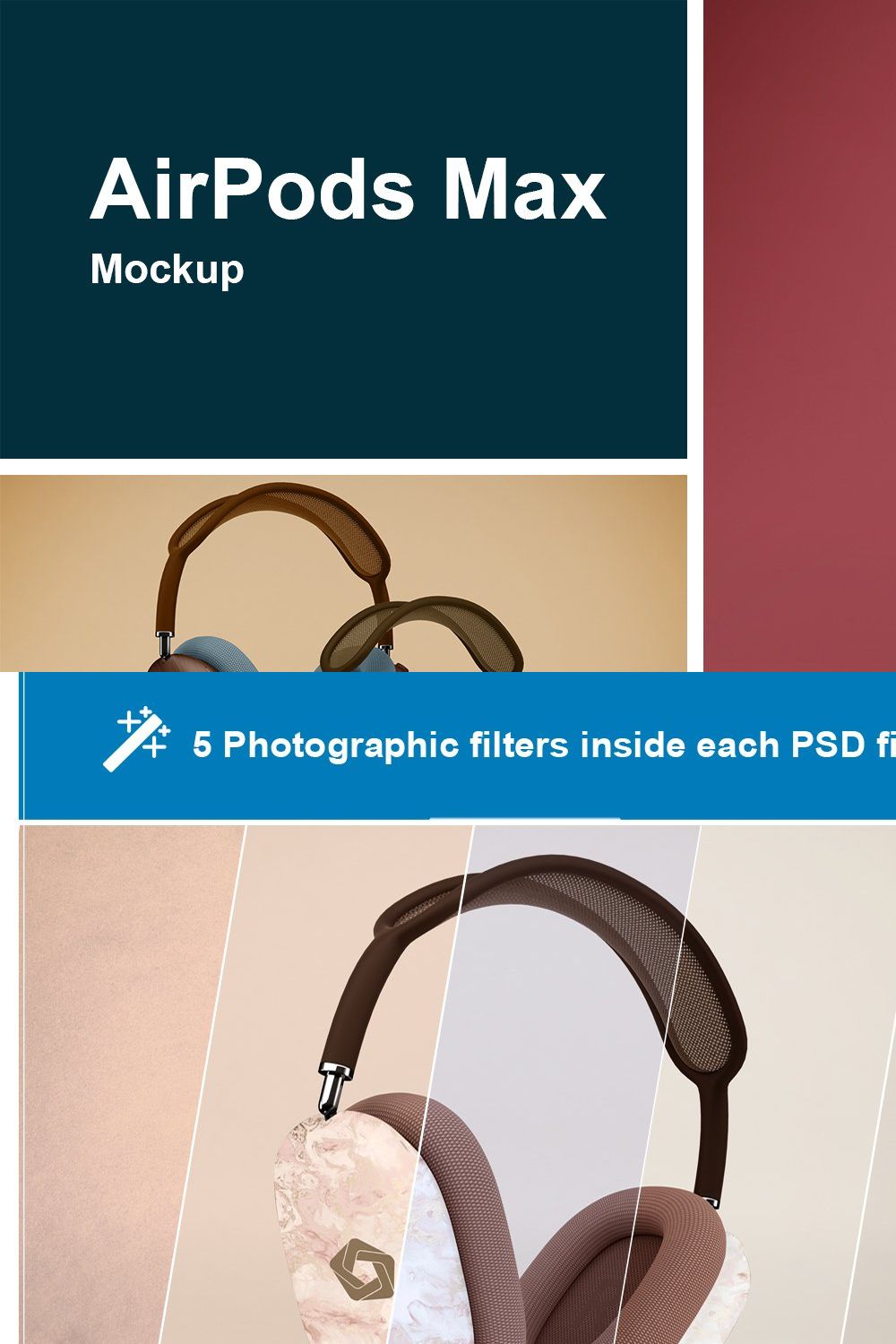 AirPods Max Mockup pinterest preview image.