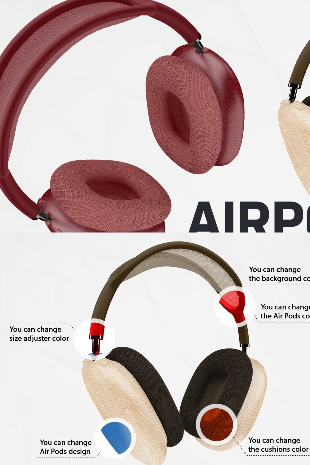 AirPods Max Mockup Kit pinterest preview image.
