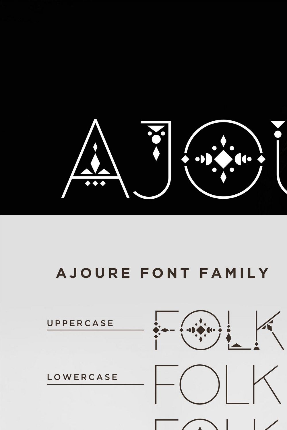 Ajoure - Folk Art Logo Font Family pinterest preview image.