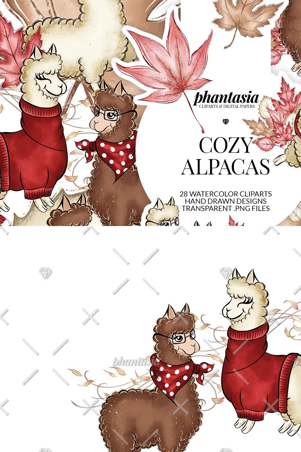 Alpaca Cliparts pinterest preview image.