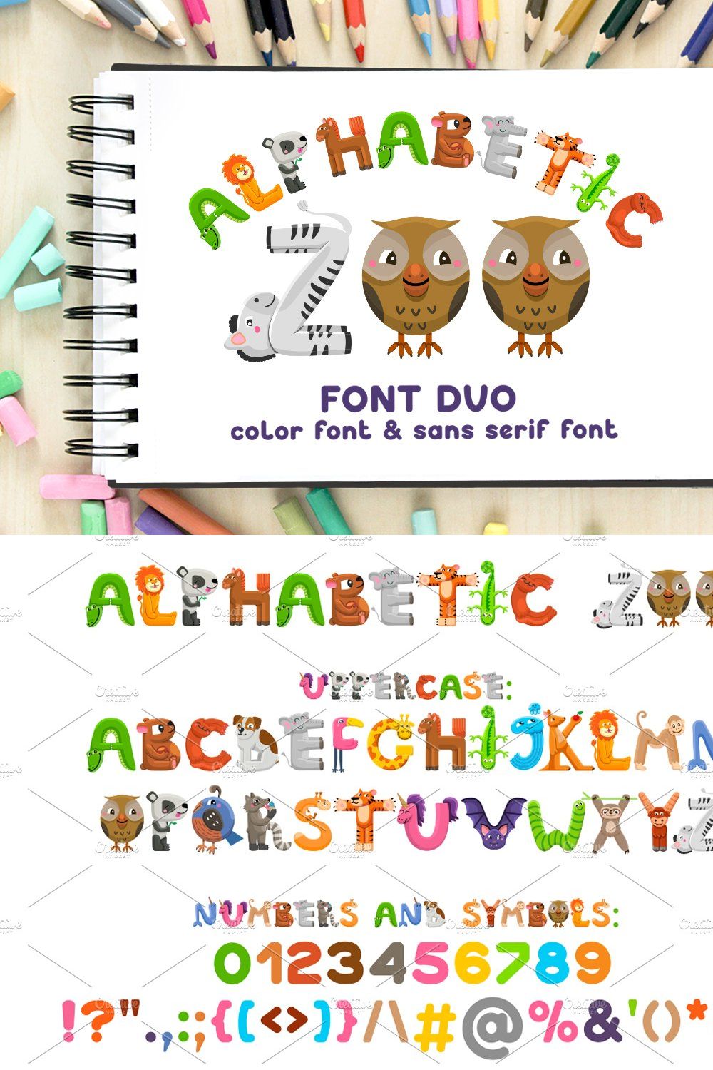 Alphabetic Zoo - font duo pinterest preview image.