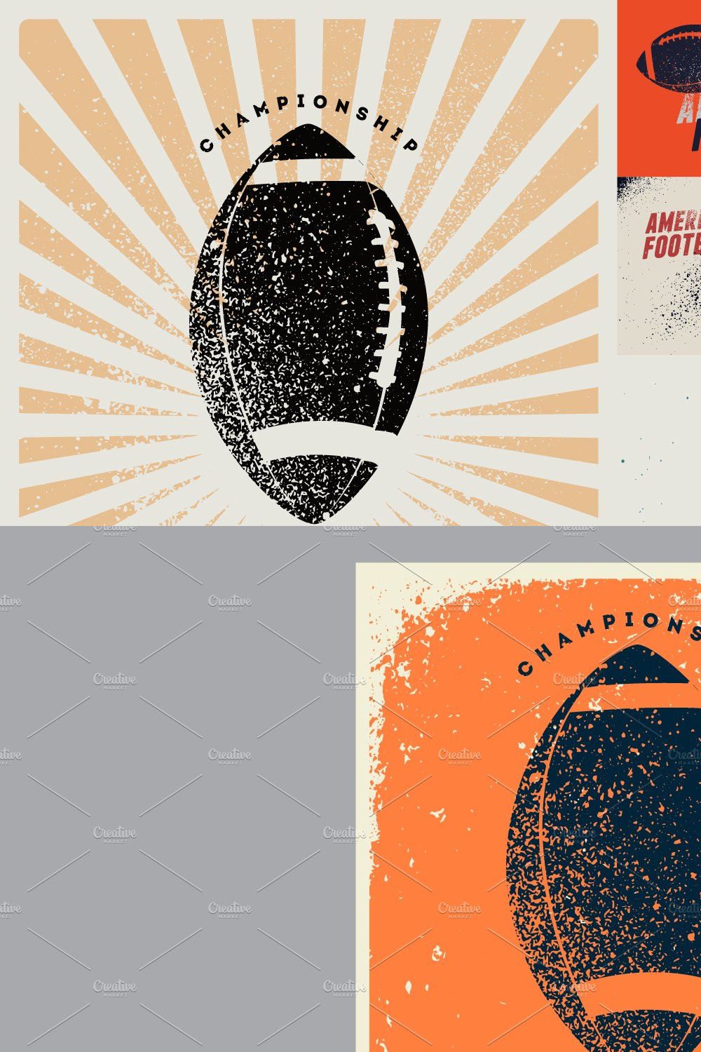 American Football grunge posters. pinterest preview image.