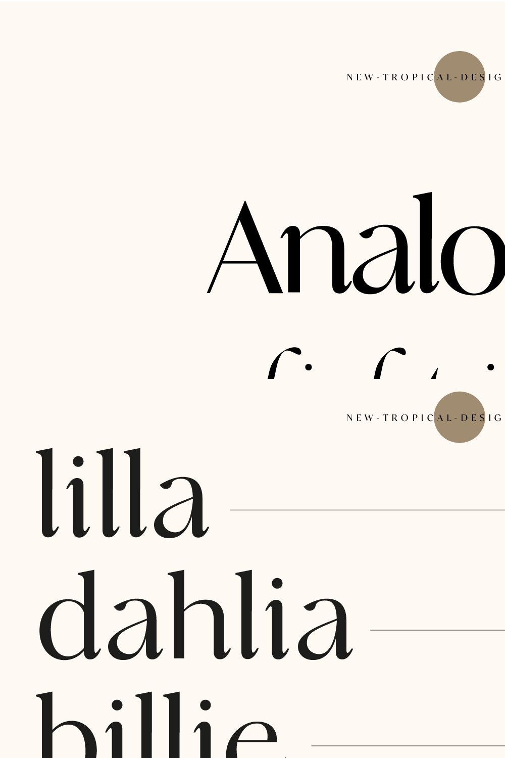 Analogue - Stylish Modern font pinterest preview image.
