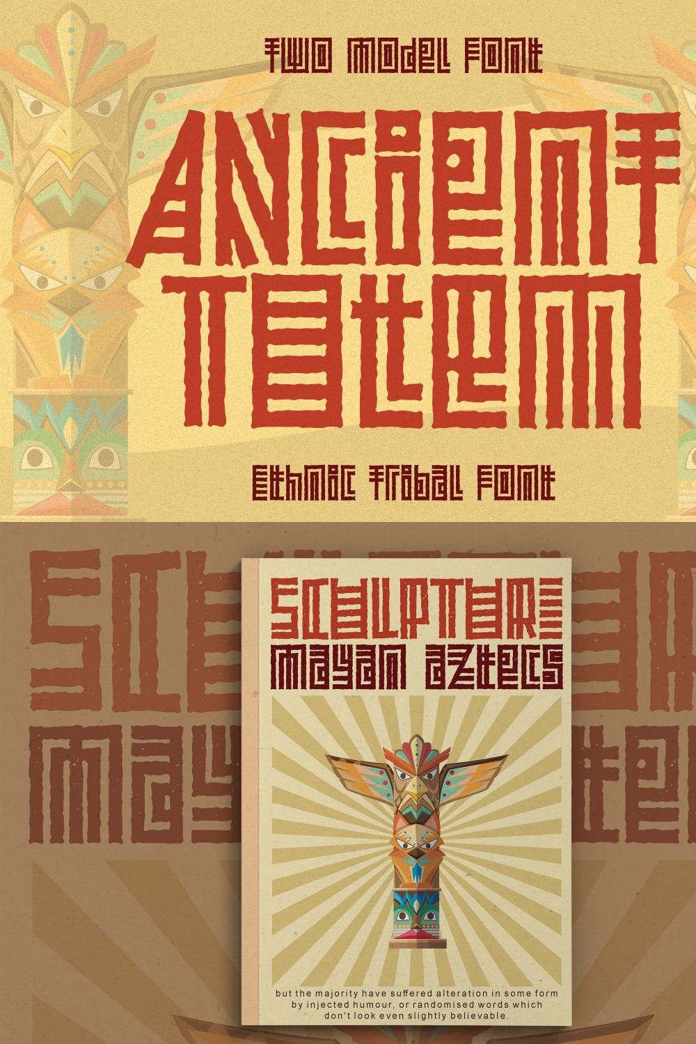 Ancient Totem - Ethnic Tribal Font pinterest preview image.
