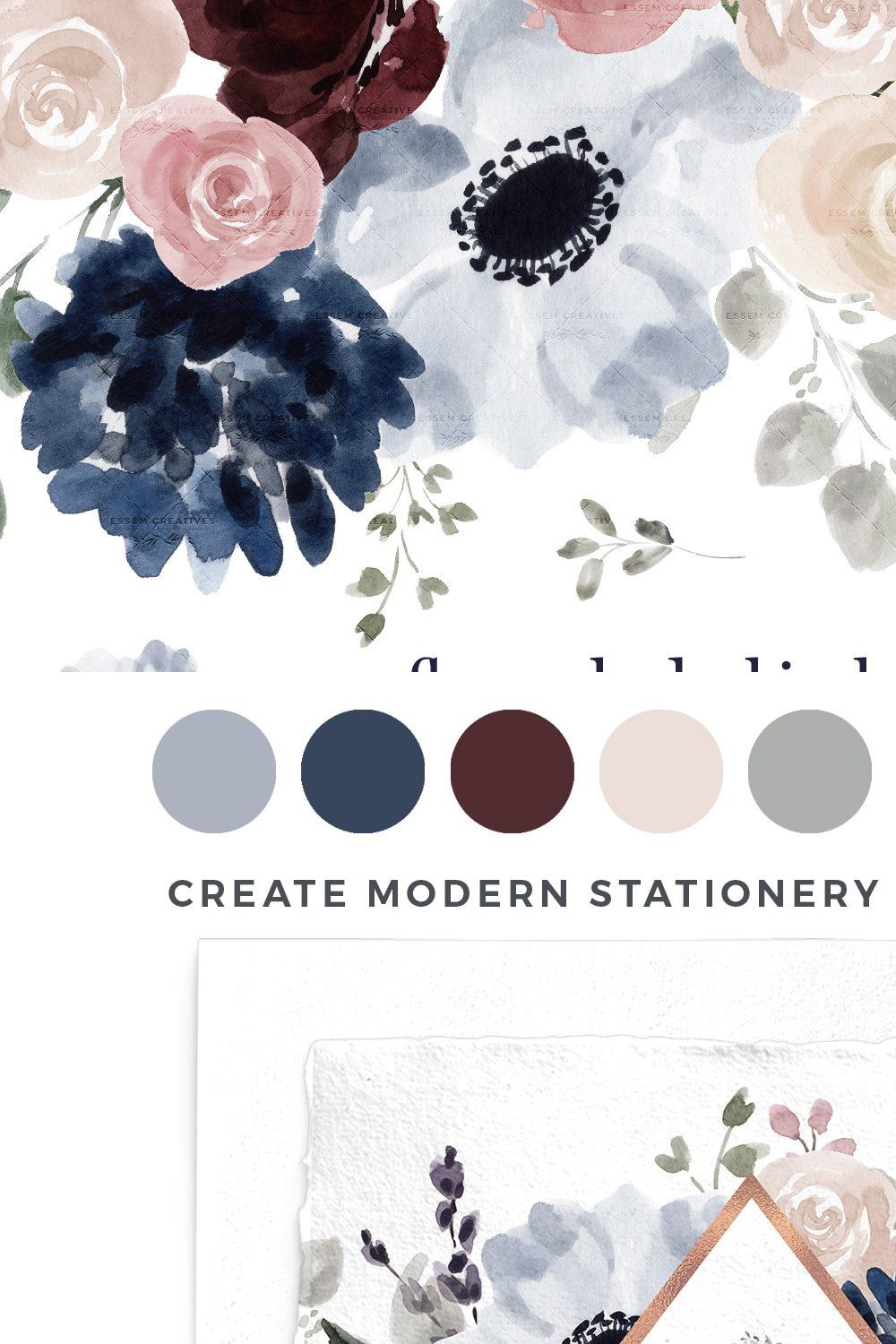 Anemone Watercolor Flower Clipart pinterest preview image.