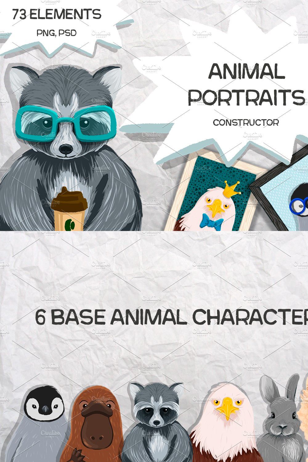 Animal Portraits Constructor pinterest preview image.