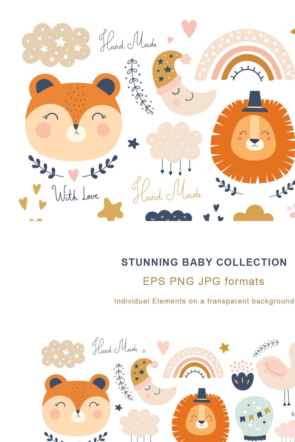 Animals and Rainbows Bundle pinterest preview image.