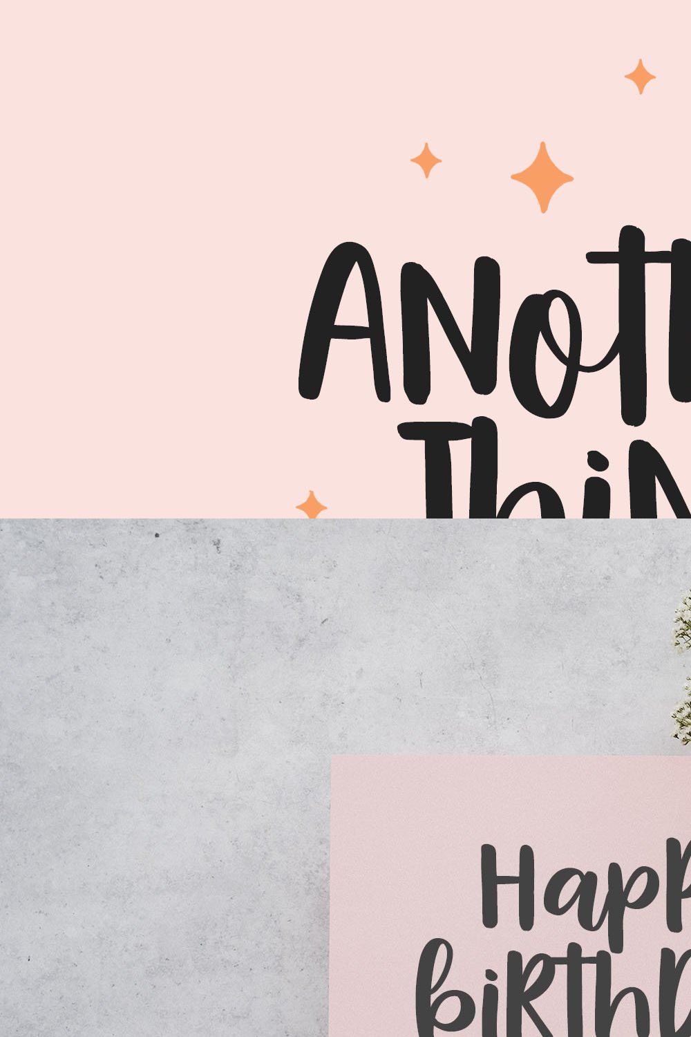 Another Thing handwritten font pinterest preview image.