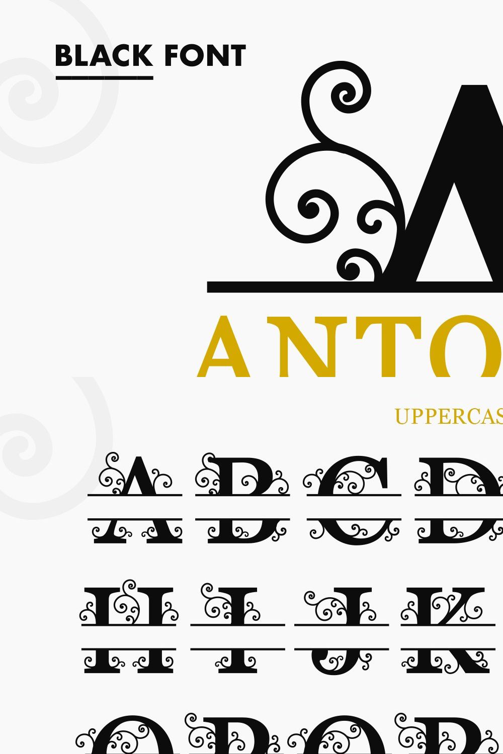 Antonio - Split Monogram Font pinterest preview image.