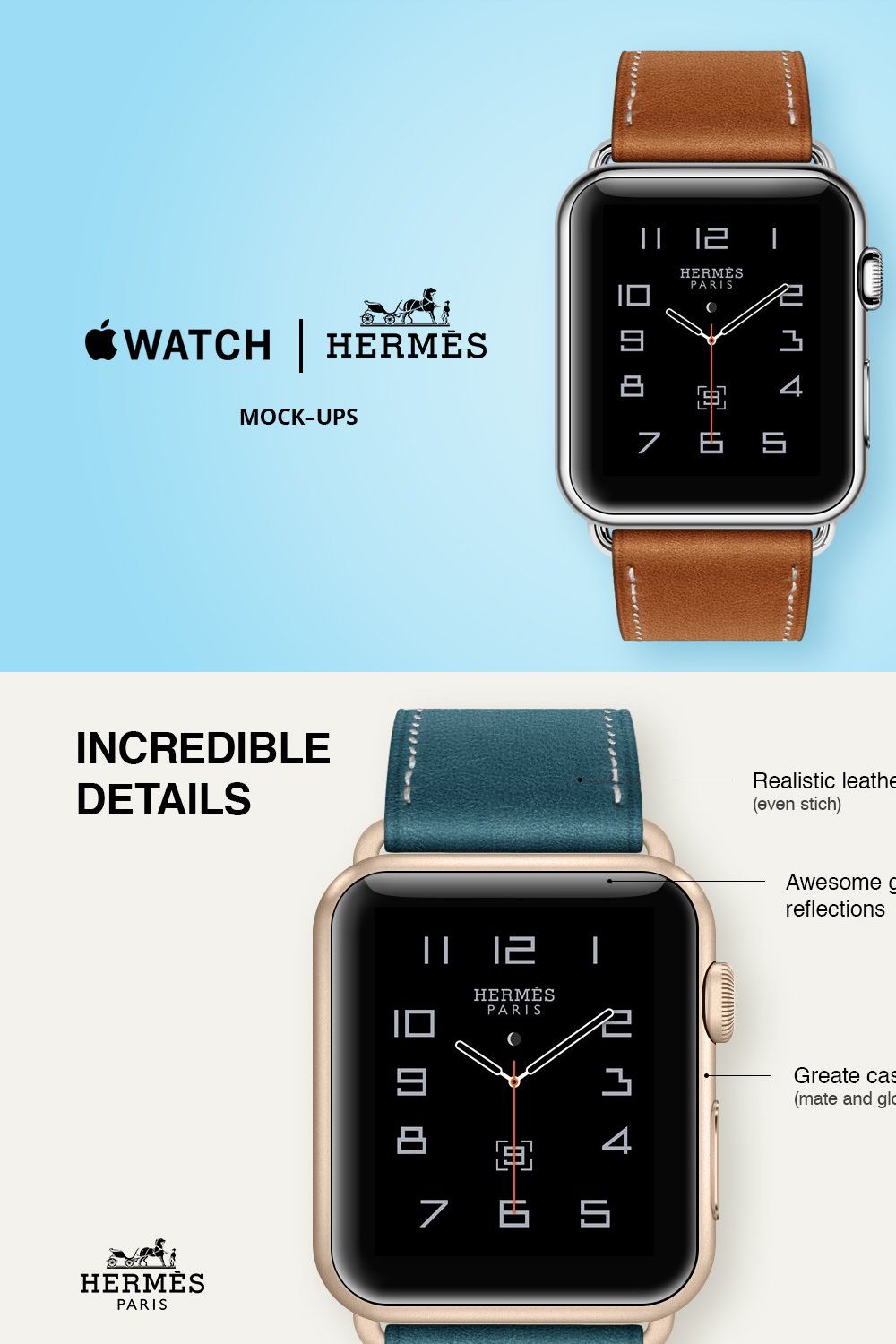Apple Watch Hermes Mock-up pinterest preview image.