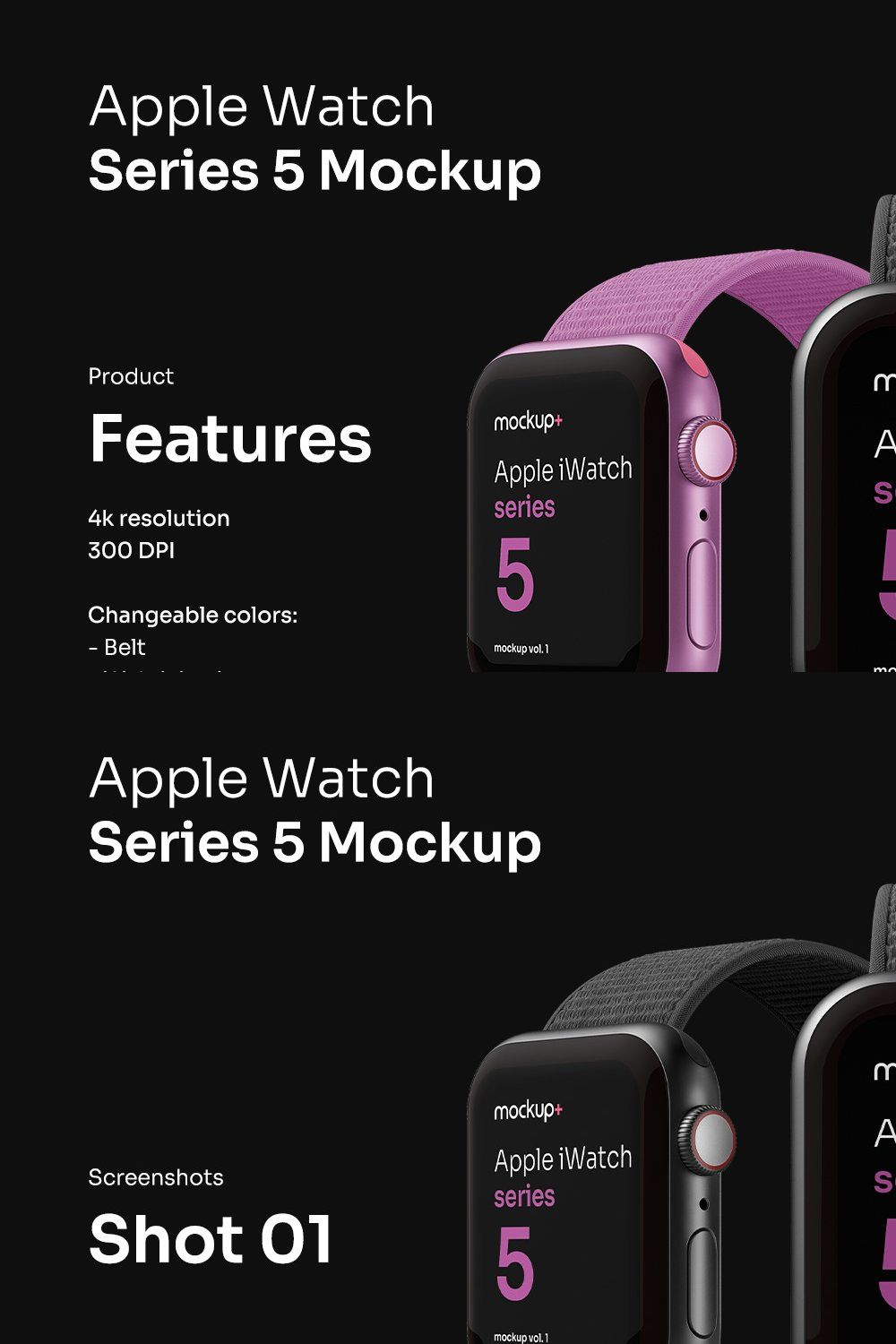 Apple Watch Series 5 Mockup pinterest preview image.