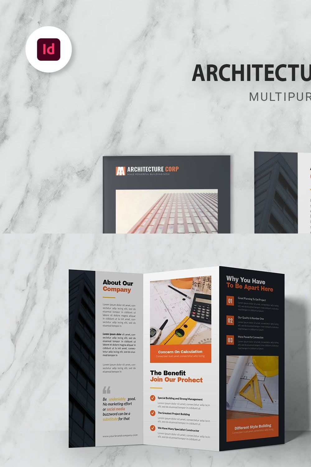 Architecture Trifold Brochure pinterest preview image.