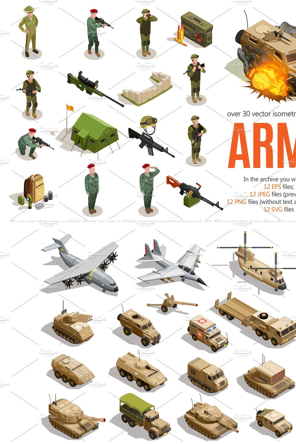 Army Isometric Set pinterest preview image.