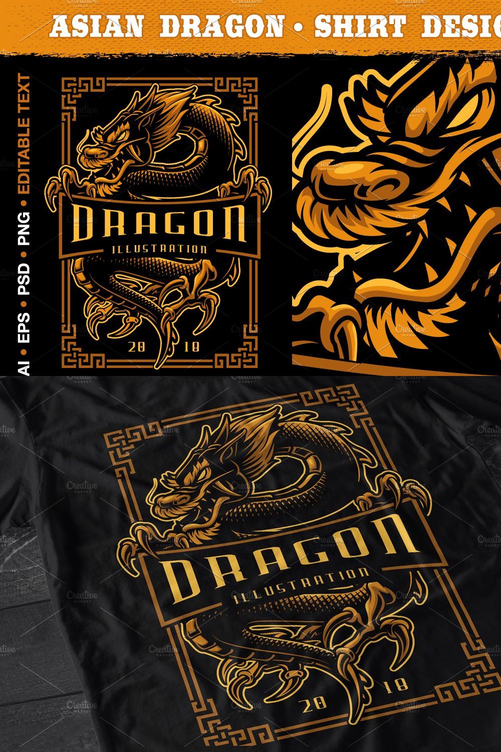 Asian Dragon pinterest preview image.