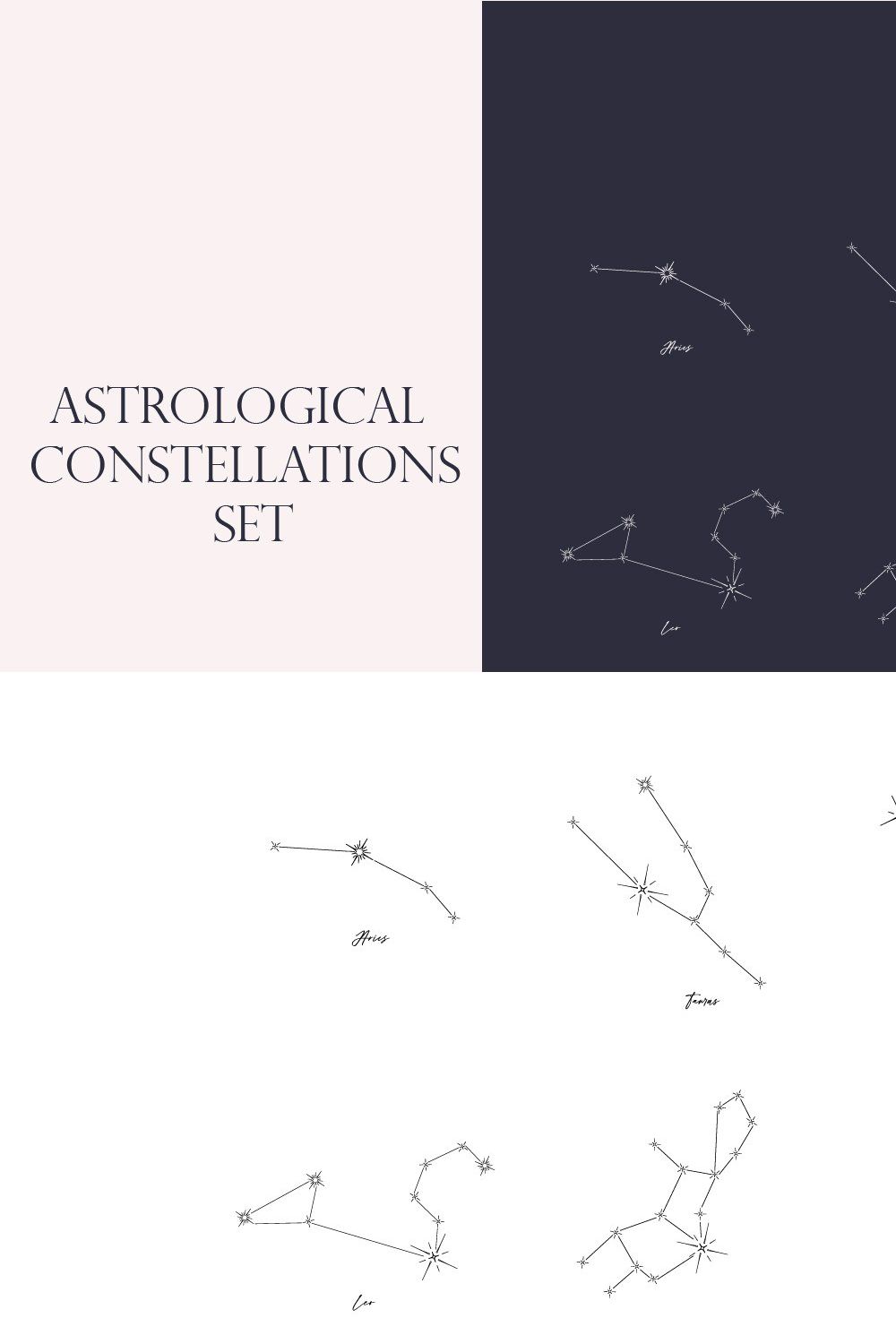 Astrological constellations set pinterest preview image.