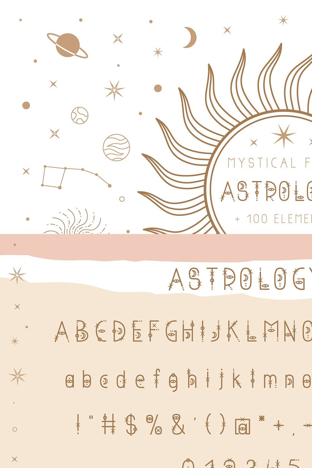 Astrology mystical font pinterest preview image.