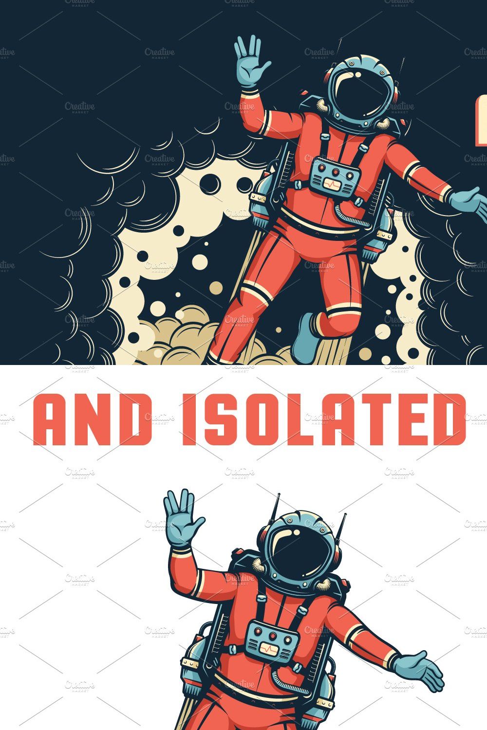 Astronaut With Jetpack Retro pinterest preview image.