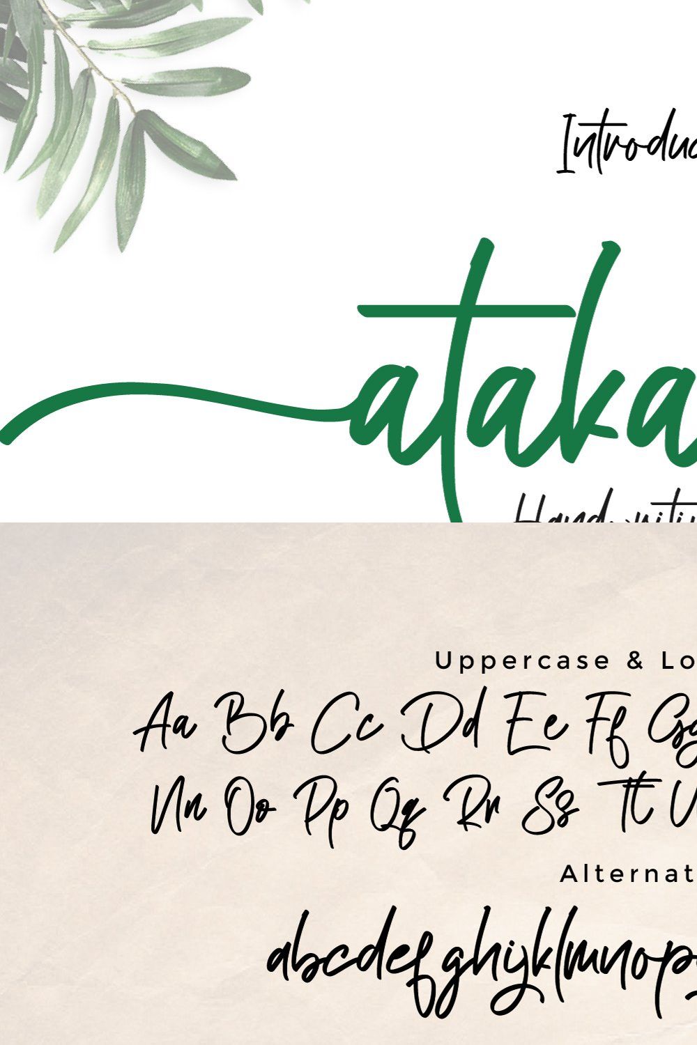 Atakana - Handwriting Script Font pinterest preview image.