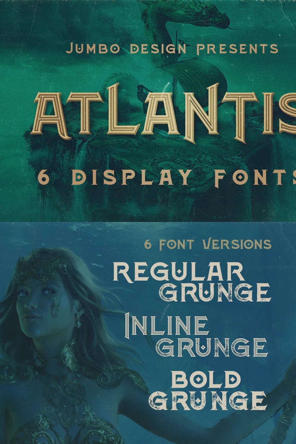 Atlantis - Vintage Style Font pinterest preview image.