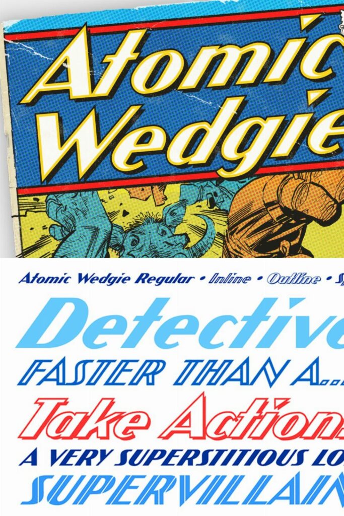 Atomic Wedgie Art Deco comic font MasterBundles