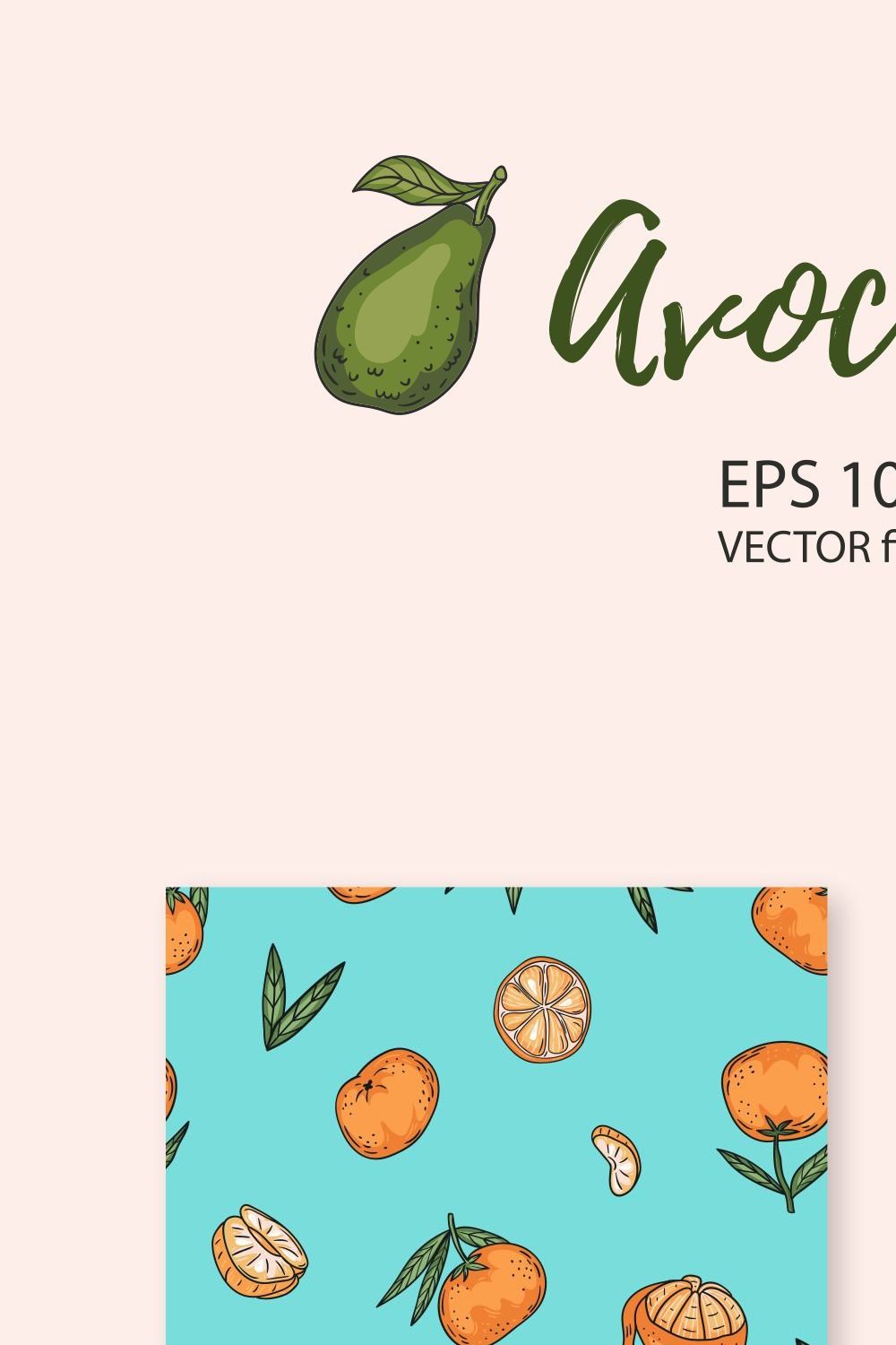 Avocado & Mandarin seamless patterns pinterest preview image.
