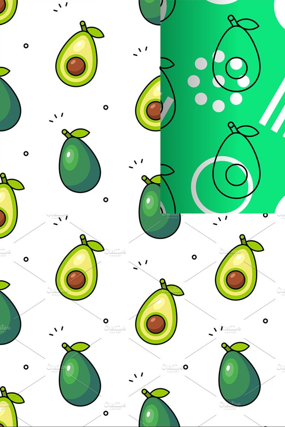 Avocado seamless pattern pinterest preview image.