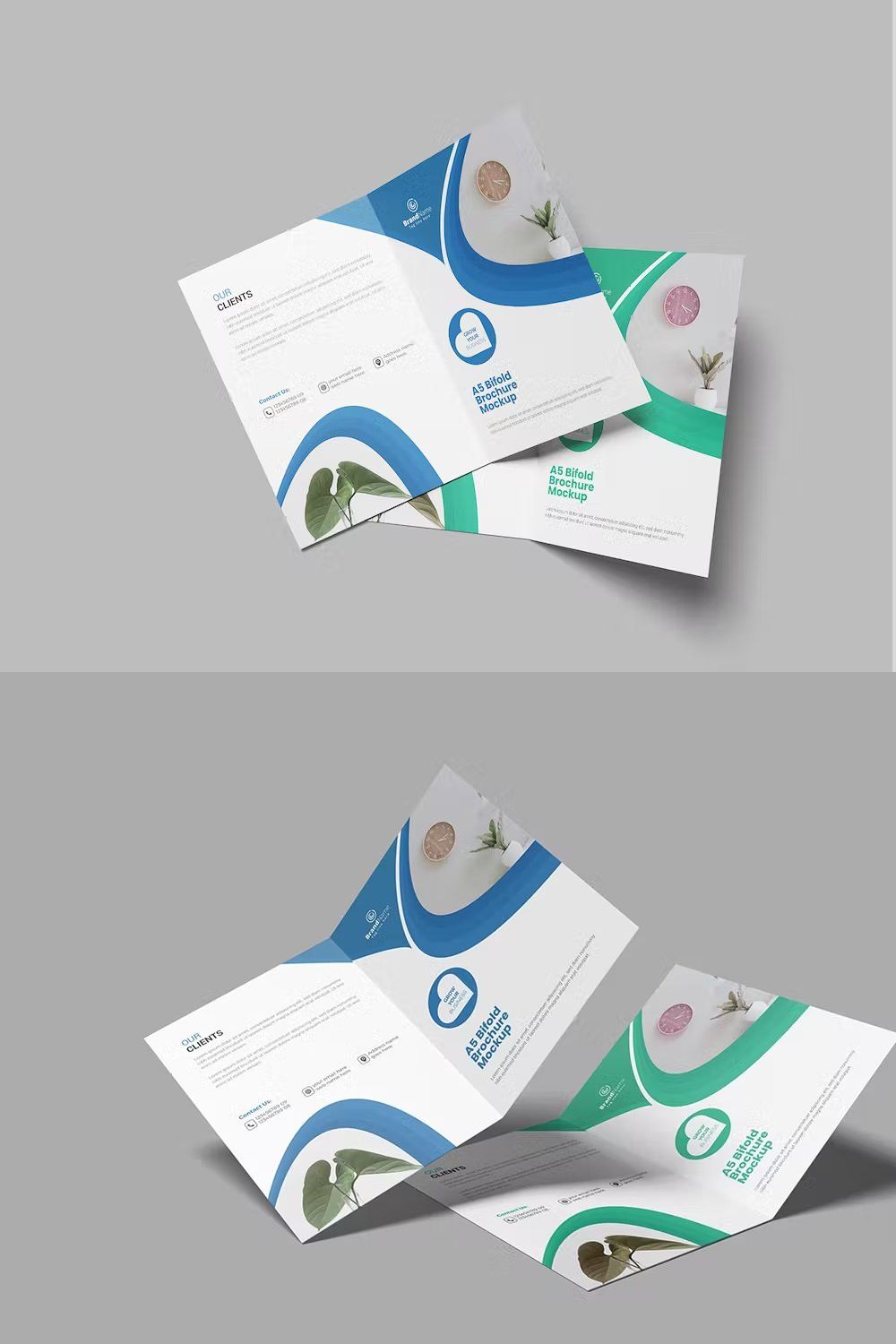 Awesome A5 Bifold Brochure Mockup pinterest preview image.