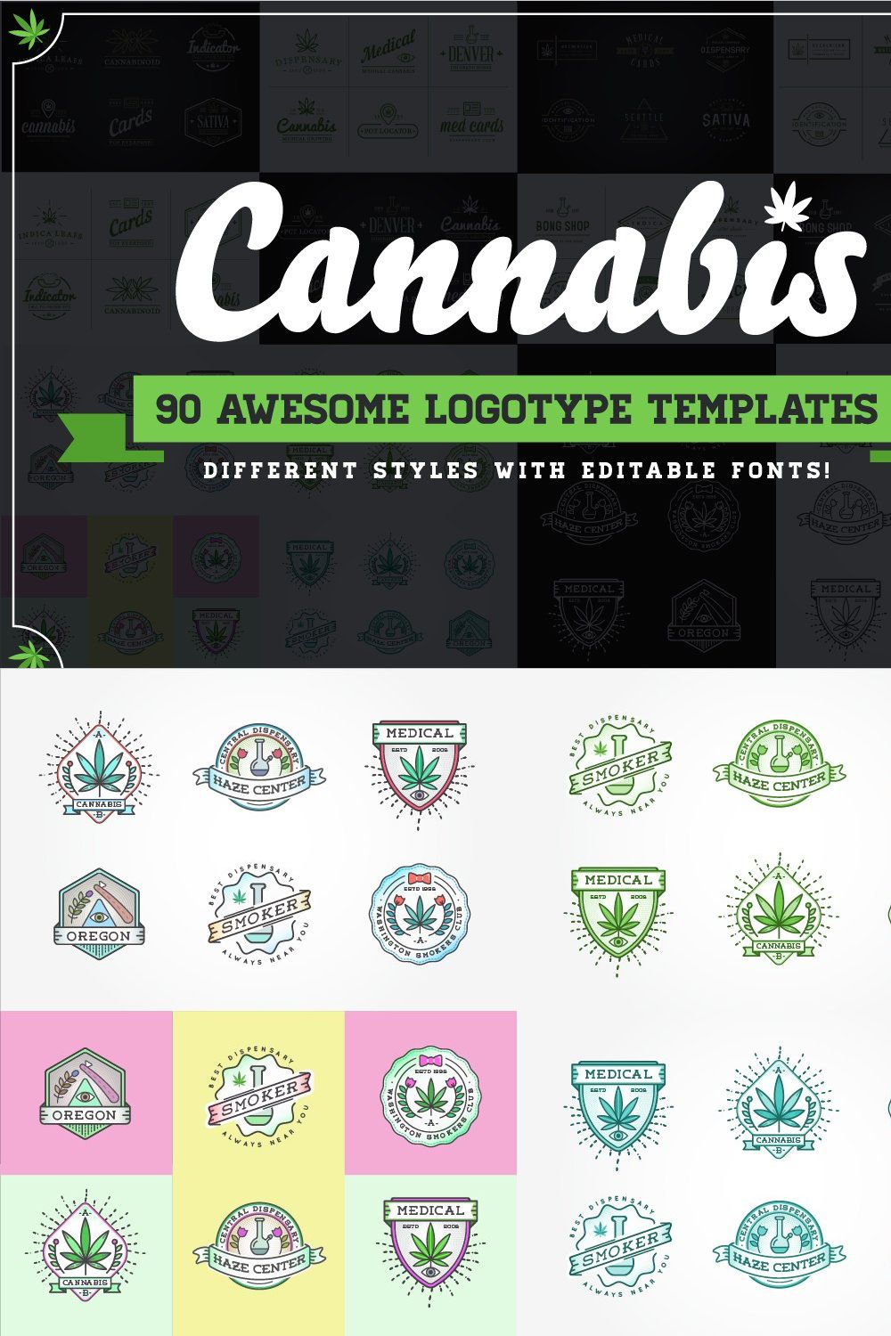 Awesome Cannabis Logotype Templates pinterest preview image.