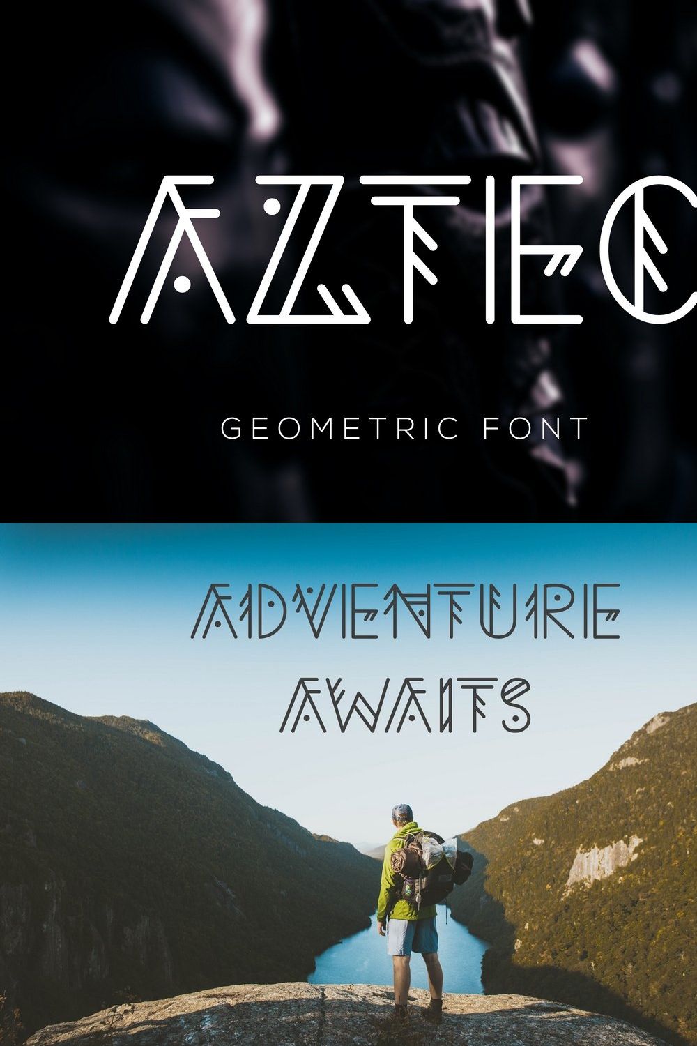 Aztec Geometric Font pinterest preview image.